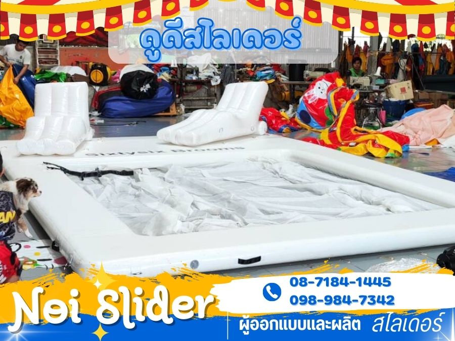 รับออกแบบผลิตบ้านลมลอยน้ำ บ้านลมสระว่ายน้ำ